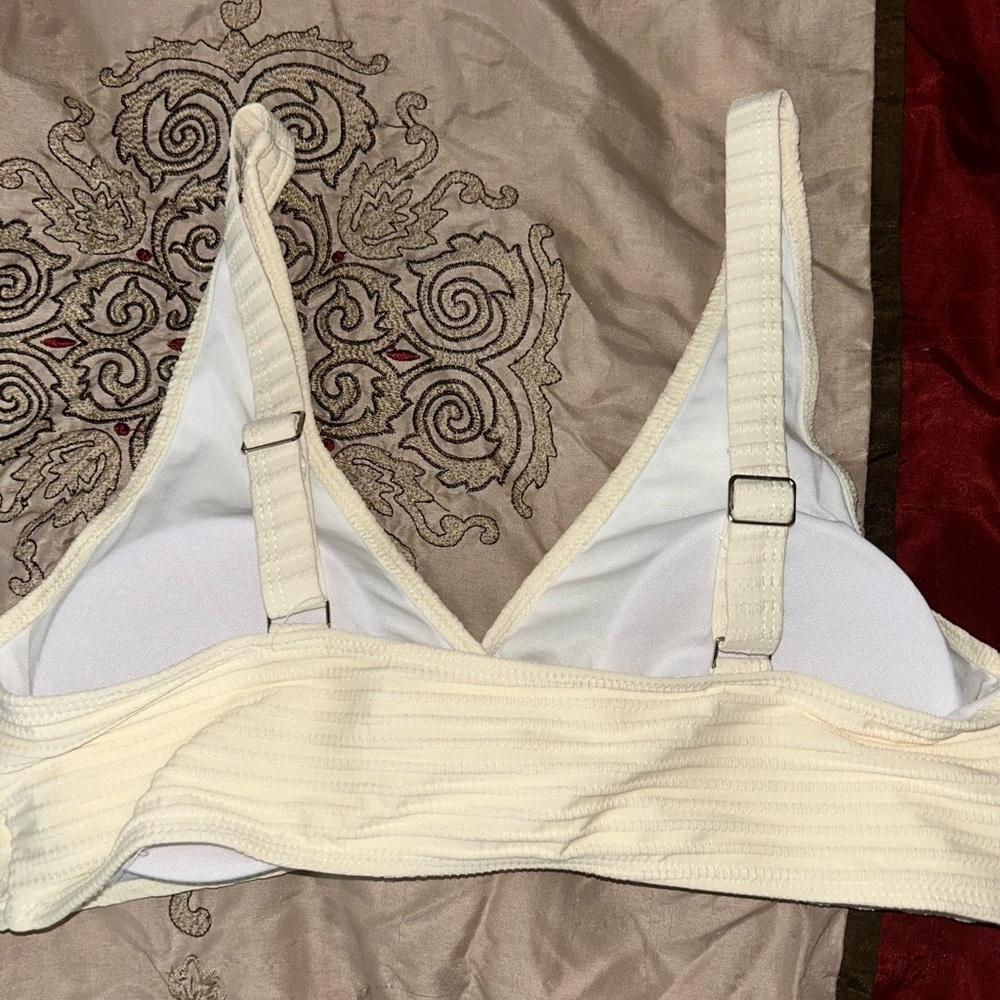 Cream Ribbed Bikini Top XL - Picture 3 of 4
